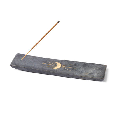 Matr Boomie Fair Trade - Indukala Moon Phase Incense Holder - Black Carved Marble