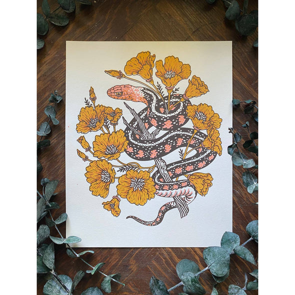 Snake + Poppies 8x10" Giclee Print