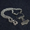 Blue Skane Hammer on Dragon Chain Viking Necklace
