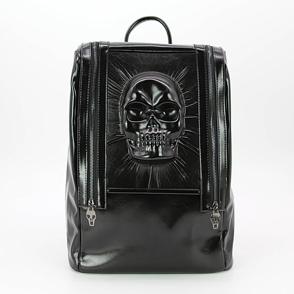 PROTRUDED SKULL HEAD W/ ZIPPER DETAILS BACKPACK