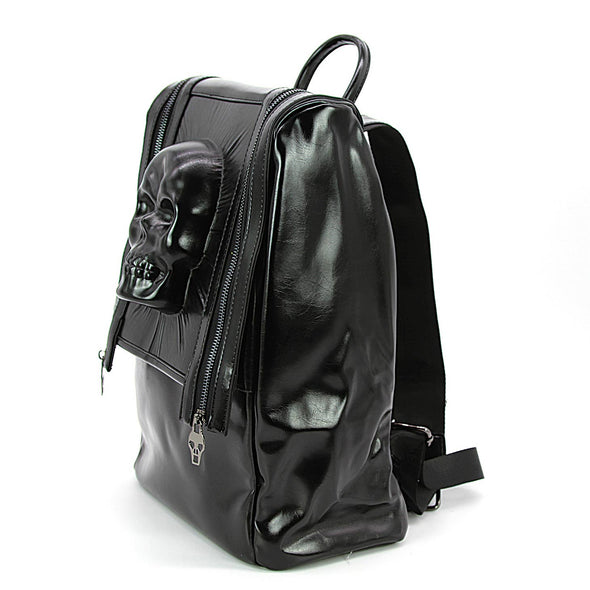 PROTRUDED SKULL HEAD W/ ZIPPER DETAILS BACKPACK