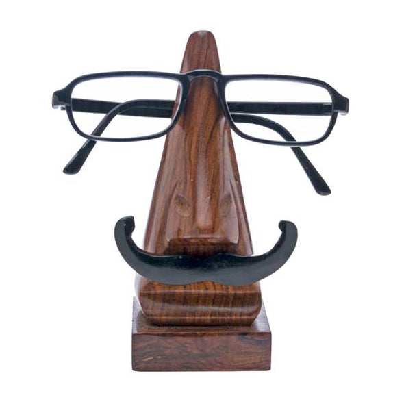 Hand Carved Mustache Eyeglass Holder Stand