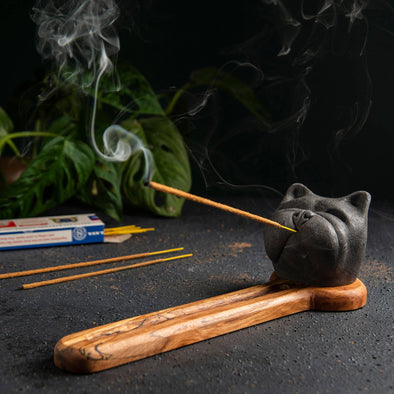 Troy Touch - Bulldog Incense Stick Holder, Handmade Incense Burner