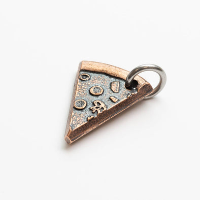 Single Copper Slice of Supreme Pizza Necklace or Keychain: Charm