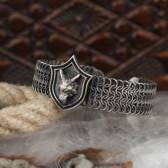 Ephesus Jewelry - Wolf Head Bracelet Braided Sterling Silver