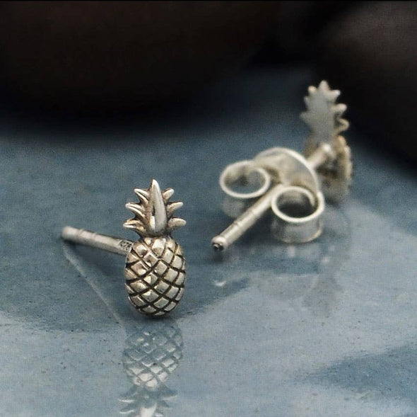 Nina Designs - Sterling Silver Pineapple Post Earrings 7x3mm