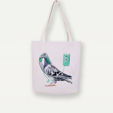 Pigeon On The Phone Tote Bag, Handbag