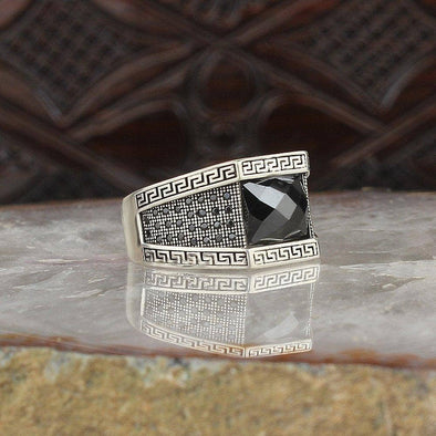 Silver and Black Ring with Black CZ Diamonds: 11 US