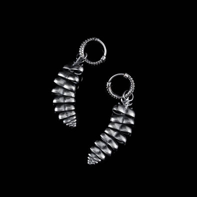 Rattlesnake Tail Earrings: Oxidized Silver