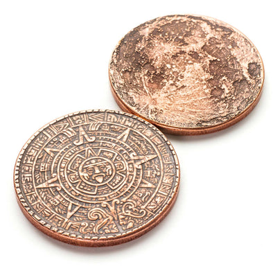 The Sun and Moon  - Aztec Sun Stone Calendar and Moon