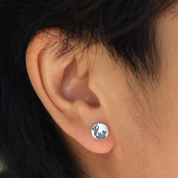 Sterling Silver Full Moon Post Earrings 8x8mm