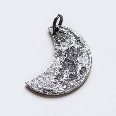 Crescent Silver Moon Necklace or Keychain: Charm