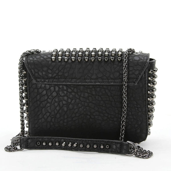 Studded Skull Head Small Shoulder Bag In Vinyl