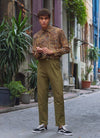 Boho Style High Waist Khaki Cotton Pants for Men