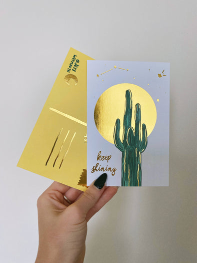 Jess Weymouth - Gold Foil Keep Shining Postcard