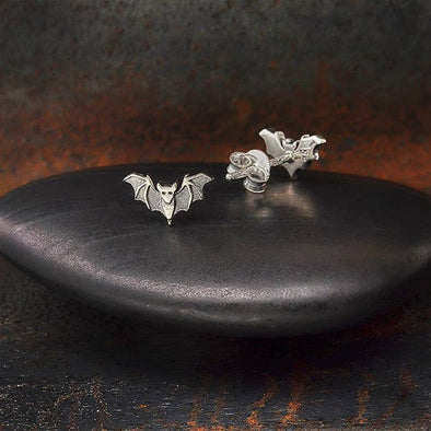 Detailed Bat Post Earrings 6x10mm