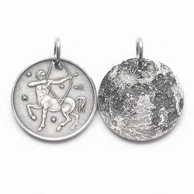 Zodiac Sagittarius Moon Silver Charm