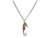 Small Seahorse Necklace - Bronze: Gunmetal chain / 18"