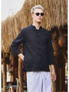 Knot Button Band Collar Men's Shirt