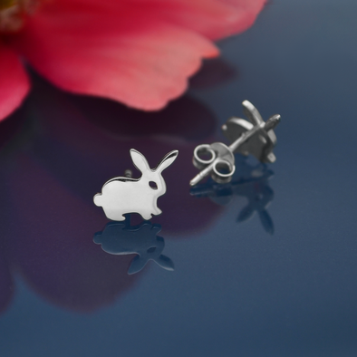 Nina Designs - Sterling Silver Bunny Post Earrings 9x10mm