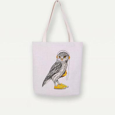 Study Room - Owl Wearing Sneaker Tote Bag, Handbag