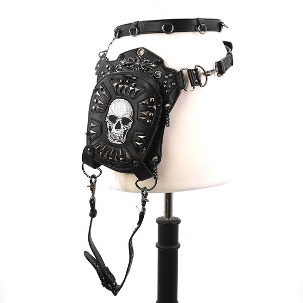Convertible Skull Design Shoulder Bag/Waist pack in Vinyl