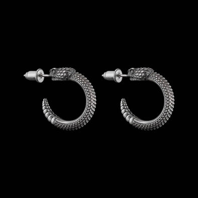 Rattlesnake Earrings: Oxidized Silver