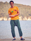 Casual Boho Mens Green Drop Crotch Pants