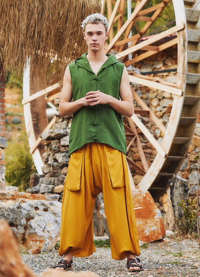 Loose Fit Harem Style Men's Yellow Pants