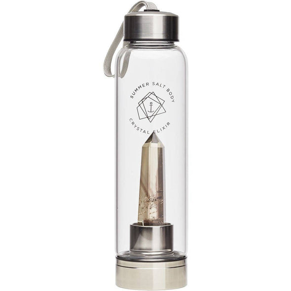 Glass Water Bottle 550ml - Smoky Quartz Crystal Elixir