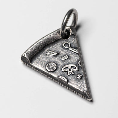 Single Silver Slice of Supreme Pizza Necklace or Keychain: Charm