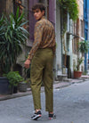 Boho Style High Waist Khaki Cotton Pants for Men