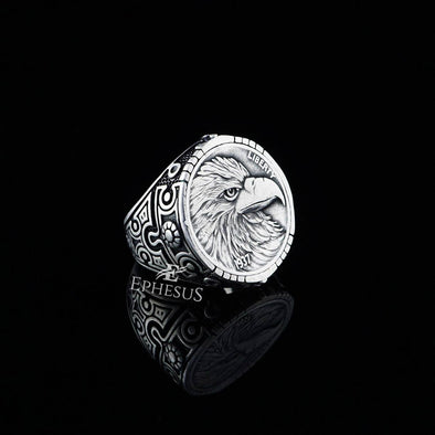 Ephesus Jewelry - Eagle Signet Ring Handmade Sterling Silver