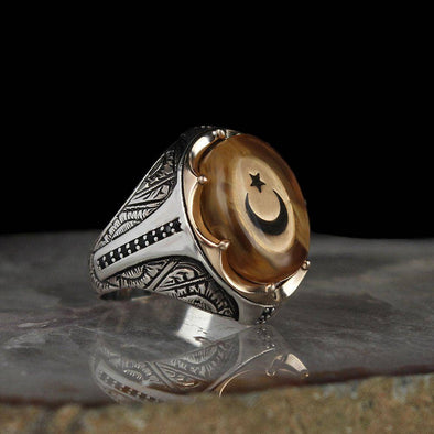 Ephesus Jewelry - Sterling Silver Turkish Ring with Crescent and Star