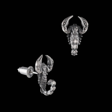 Scorpion Earrings: Oxidized Silver