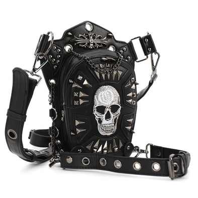 Convertible Skull Design Shoulder Bag/Waist pack in Vinyl