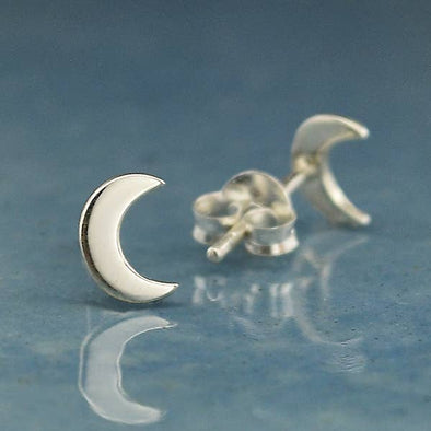 Crescent Moon Post Earrings 7x5mm