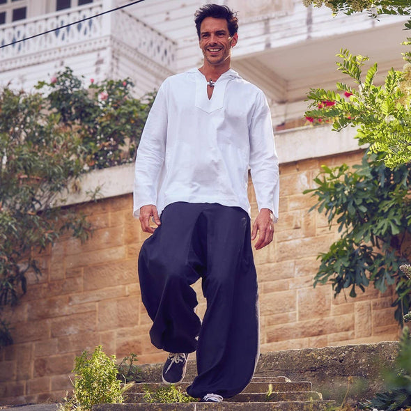 Los Banditos - Elastic Waist and Hem Men's Harem Black Pants