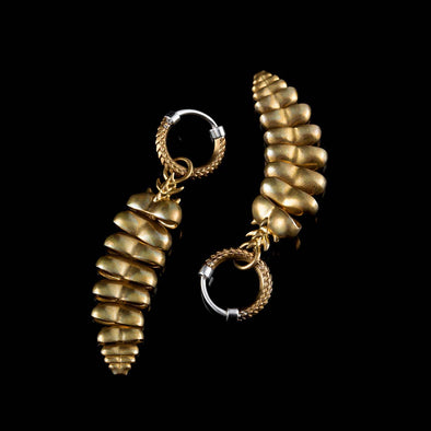 Coppertist.wu - Rattlesnake Tail Earrings: Brass