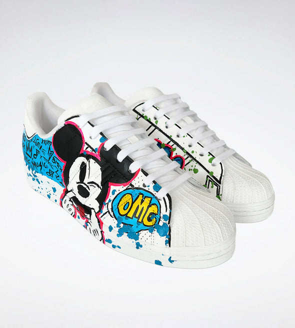 Hand-painted sneakers Mickey and Felix
