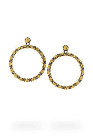 LARGE HOOP EARRINGS - METALLIC GRAY/GOLD