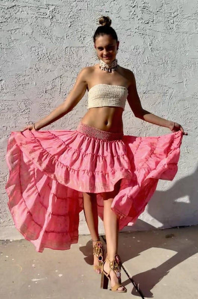 Boho Loco Asymmetric Silk Skirt - Unique Pieces