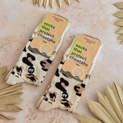 Socks that Protect Cheetahs beige