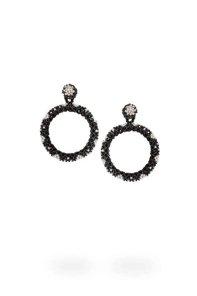 HOOP EARRINGS - SILVER/BLACK