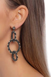 THREE-LOOPED HOOP EARRINGS - SILVER/BLACK