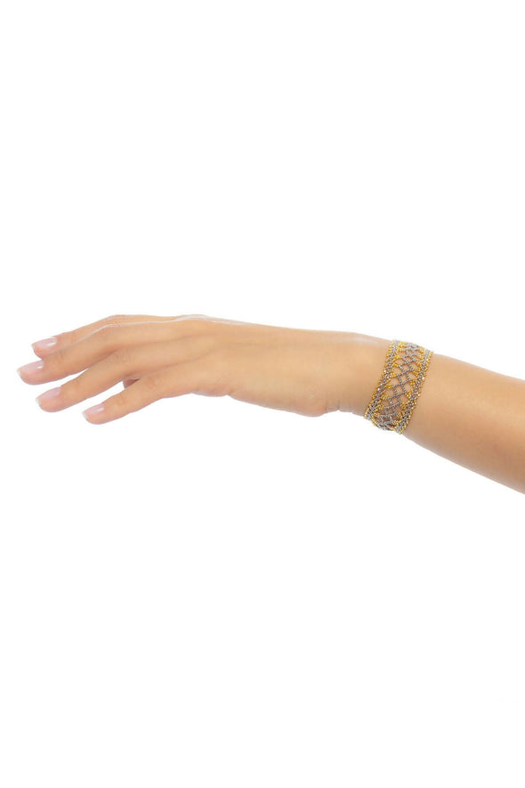 OPEN WEAVE MEDIUM BRACELET - GOLD/PLATINUM