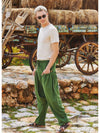 Men's Green Drop Crotch Boho Hippie Pants