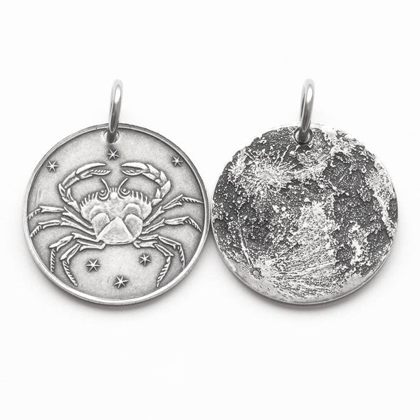 Zodiac Cancer Moon Silver Charm