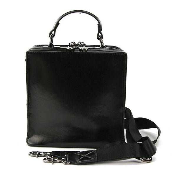 Skull Encased in Square Handheld Bag in Vinyl