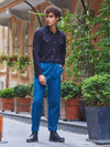 Boho Style High Waist Petrol Cotton Pants for Men